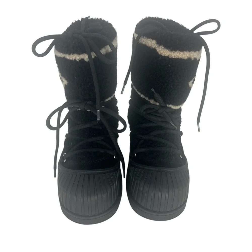 Louis Vuitton Polar Monogram Shearling Platform Boots Black Size 39